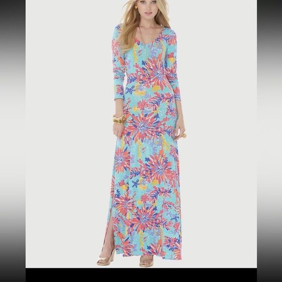 Lilly Pulitzer Lauren Maxi Dress Floral Trippin and Slippin SZ S - Picture 1 of 14